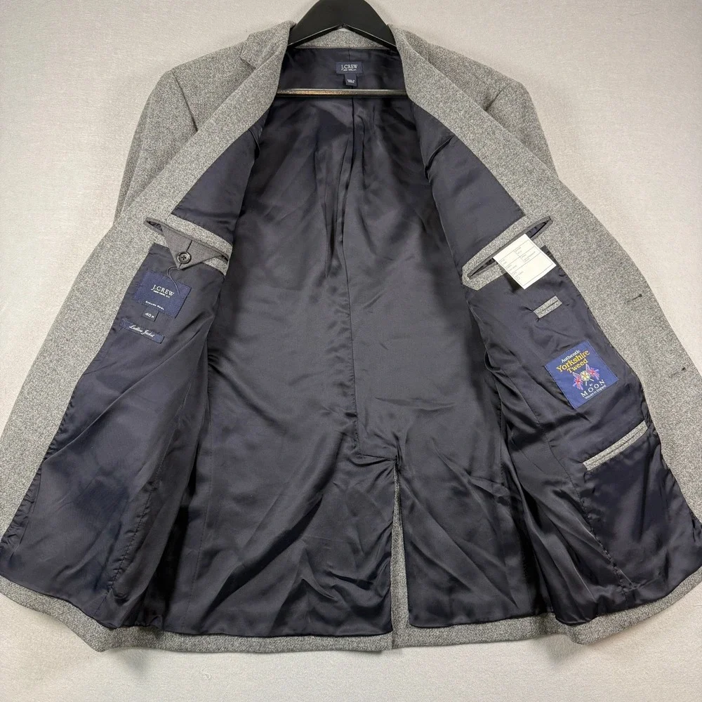 J.Crew‎ Ludlow Blazer Yorkshire Tweed Moon Mens 40R Grey English Wool Sport Coat